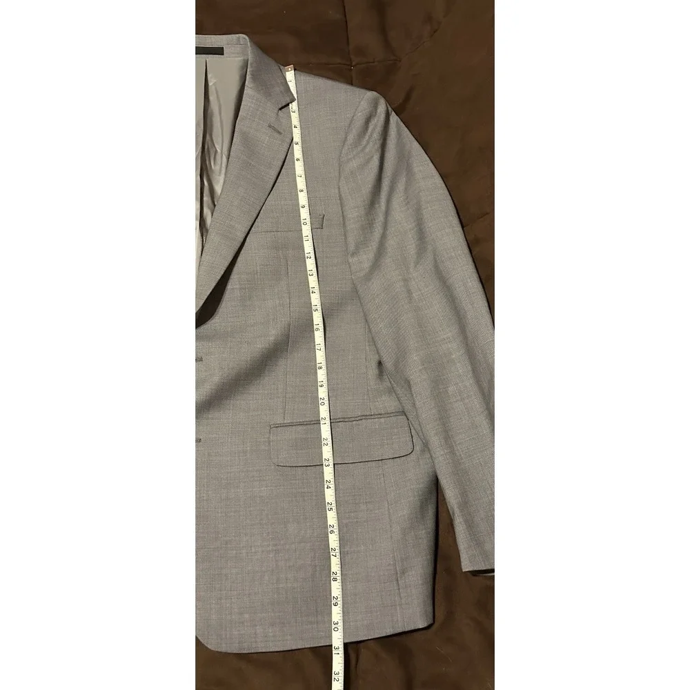 Calvin Klein 44R Slim Fit Heather Grey Suit Jacket Blazer Wool Blend